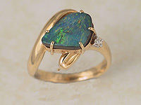 Solid Boulder Opal Ring OR12